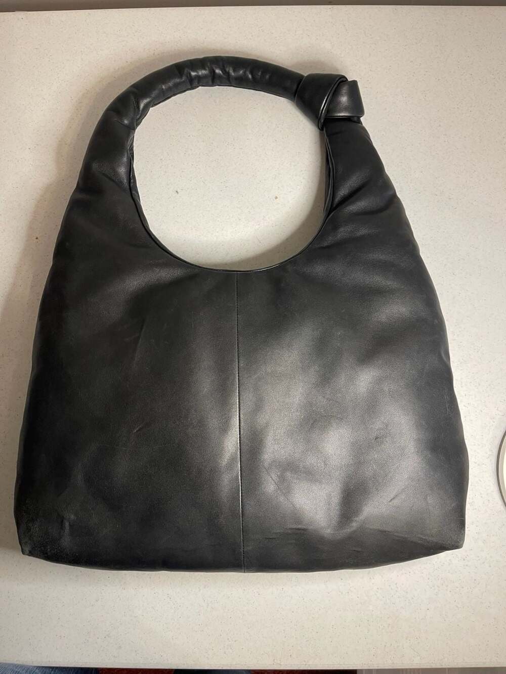 COS Black Knotted Padded Leather Shoulder Hobo Bag Oversized Minimalist
